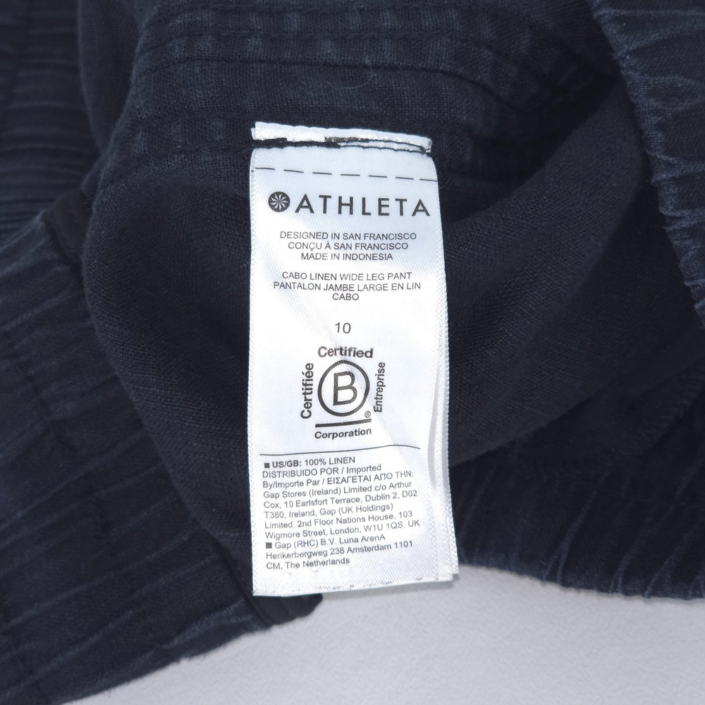 Athleta Cabo Wide-Leg Linen Pant Womens 10 Drawstring Pockets Beach Boho Comfort - Picture 7 of 16